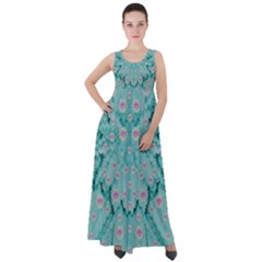 Lotus  Bloom Lagoon Of Soft Warm Clear Peaceful Water Empire Waist Velour Maxi Dress by pepitasart