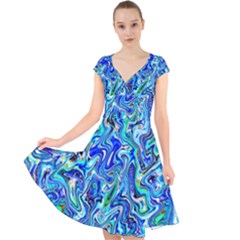 G 6 Cap Sleeve Front Wrap Midi Dress by ArtworkByPatrick