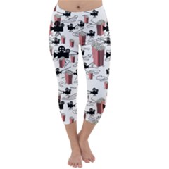 Movies And Popcorn Capri Winter Leggings  by bloomingvinedesign