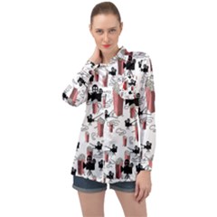 Movies And Popcorn Long Sleeve Satin Shirt