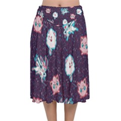 Fairy Type Velvet Flared Midi Skirt