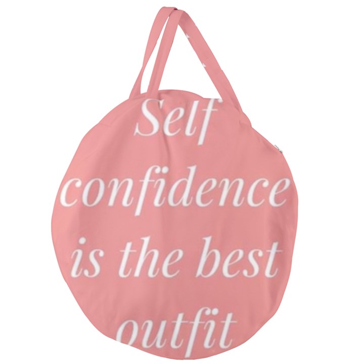 Self confidence  Giant Round Zipper Tote