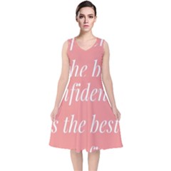 Self Confidence  V-neck Midi Sleeveless Dress 