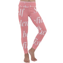 Self Confidence  Kids  Lightweight Velour Classic Yoga Leggings by Abigailbarryart