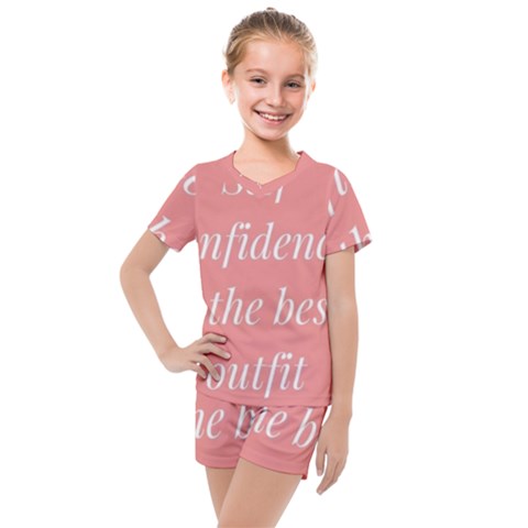 Self Confidence  Kids  Mesh Tee And Shorts Set by Abigailbarryart