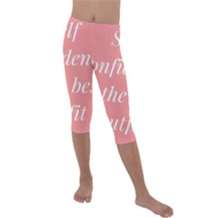 Self Confidence  Kids  Lightweight Velour Capri Leggings  by Abigailbarryart