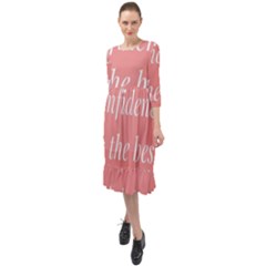 Self Confidence  Ruffle End Midi Chiffon Dress by Abigailbarryart