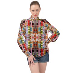 I 2 High Neck Long Sleeve Chiffon Top