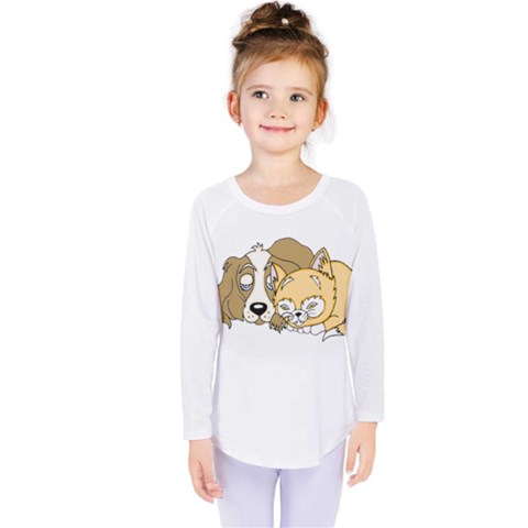 Dog And Kitten Nap Kids  Long Sleeve Tee by retrotoomoderndesigns