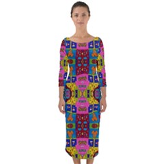 I 3 Quarter Sleeve Midi Bodycon Dress by ArtworkByPatrick