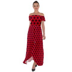 Summer Dots Off Shoulder Open Front Chiffon Dress by scharamo