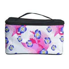 Blue Flowers On Pink Cosmetic Storage by bloomingvinedesign