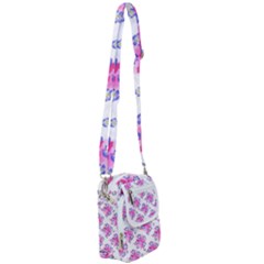 Blue Flowers On Pink Shoulder Strap Belt Bag