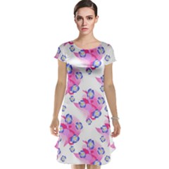 Blue Flowers On Pink Cap Sleeve Nightdress