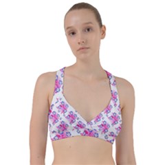 Blue Flowers On Pink Sweetheart Sports Bra by bloomingvinedesign