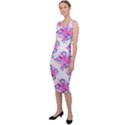 Blue Flowers On Pink Sleeveless Pencil Dress View2