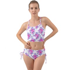 Blue Flowers On Pink Mini Tank Bikini Set by bloomingvinedesign