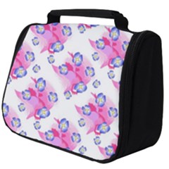 Blue Flowers On Pink Full Print Travel Pouch (big) by bloomingvinedesign