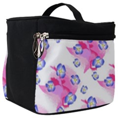 Blue Flowers On Pink Make Up Travel Bag (big) by bloomingvinedesign