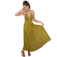 Gold Sparkles Backless Maxi Beach Dress