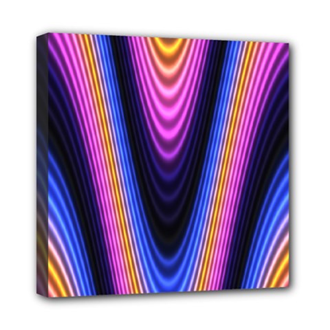 Wave Line Waveform Sound Purple Mini Canvas 8  X 8  (stretched) by HermanTelo