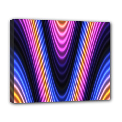 Wave Line Waveform Sound Purple Deluxe Canvas 20  X 16  (stretched) by HermanTelo