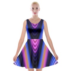 Wave Line Waveform Sound Purple Velvet Skater Dress