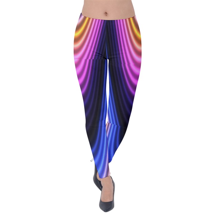 Wave Line Waveform Sound Purple Velvet Leggings