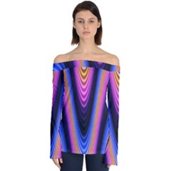 Wave Line Waveform Sound Purple Off Shoulder Long Sleeve Top