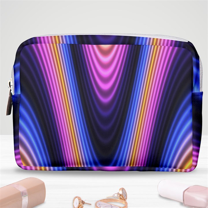 Wave Line Waveform Sound Purple Make Up Pouch (Medium)