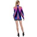 Wave Line Waveform Sound Purple High Neck Long Sleeve Chiffon Top View2