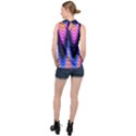 Wave Line Waveform Sound Purple High Neck Satin Top View2