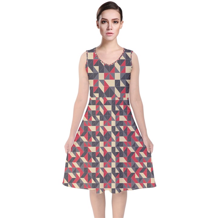 Pattern Textiles V-Neck Midi Sleeveless Dress 