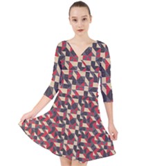 Pattern Textiles Quarter Sleeve Front Wrap Dress