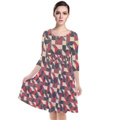 Pattern Textiles Quarter Sleeve Waist Band Dress