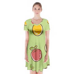 Seamless Healthy Fruit Short Sleeve V-neck Flare Dress