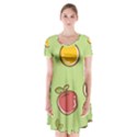 Seamless Healthy Fruit Short Sleeve V-neck Flare Dress View1