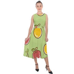 Seamless Healthy Fruit Midi Tie-back Chiffon Dress