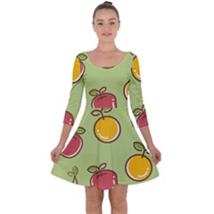 Seamless Healthy Fruit Quarter Sleeve Skater Dress