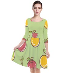 Seamless Healthy Fruit Quarter Sleeve Waist Band Dress