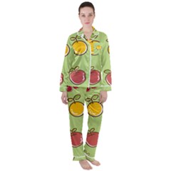 Seamless Healthy Fruit Satin Long Sleeve Pyjamas Set by HermanTelo