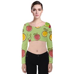 Seamless Healthy Fruit Velvet Long Sleeve Crop Top by HermanTelo