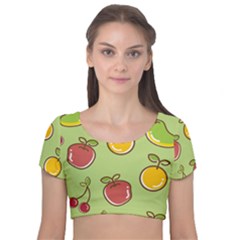 Seamless Healthy Fruit Velvet Short Sleeve Crop Top  by HermanTelo