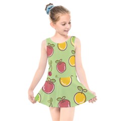 Seamless Healthy Fruit Kids  Skater Dress Swimsuit by HermanTelo