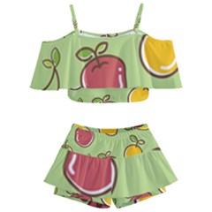 Seamless Healthy Fruit Kids  Off Shoulder Skirt Bikini by HermanTelo