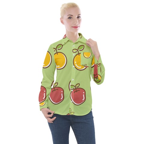 Seamless Healthy Fruit Women s Long Sleeve Pocket Shirt by HermanTelo