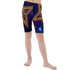 Star Background Kids  Mid Length Swim Shorts