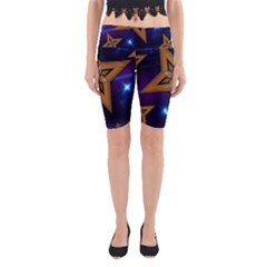 Star Background Yoga Cropped Leggings by HermanTelo