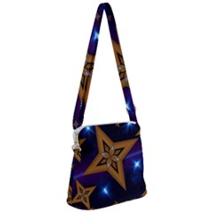 Star Background Zipper Messenger Bag by HermanTelo