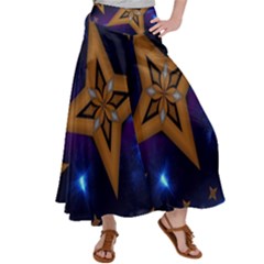 Star Background Satin Palazzo Pants by HermanTelo